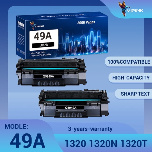 49A Q5949A Toner Q5949A 49A LaserJet 1320 1160 1320N 1320TN 1320NW 1160LE 3390 3392 Replacement Printer 53A Q7553A Toner Ink Black, 2-Pack