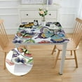thumbnail image 2 of HAOXIT  Elastic Edged Flannel Backed Vinyl Fitted Table Cover - Colorful Butterfly Pattern - Square - Fits Square Tables white, 2 of 7
