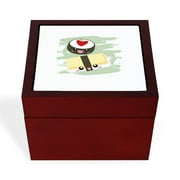 CafePress - Kawaii Sushi - Keepsake Box, Finished Hardwood Jewelry Box, Velvet Lined Memento Box
