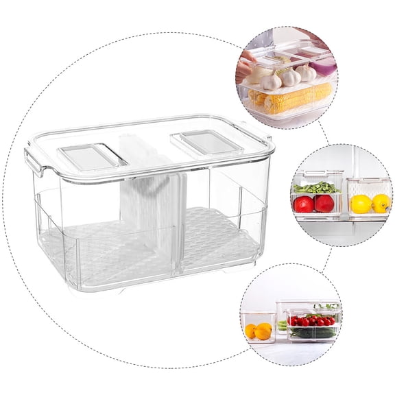 VERDANVERSE White PP Fridge Storage Container with Bottom Filter Design, 1 Piece Food Storage Box for Kitchen Organization