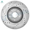 thumbnail image 2 of Set of 6 Front 282mm Drilled Slotted Brake Disc Rotors-Ceramic Brake Pad Kit For 1998-2002 Honda Accord, 2 of 9