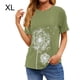 thumbnail image 1 of Camiseta Cuello Redondo Estampado Mujer Tops Poliéster Manga corta Tela de verano, Verde claro, XL Inevent AP002414-19, 1 of 7