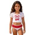 thumbnail image 5 of Shadoumai Girls Tankini Swimsuits Size 12 Ruched Side Bikini Set Tie-Straps Tankini with Shorts 2 Pieces Ribbed Bathing Suit for Girls, 5 of 9