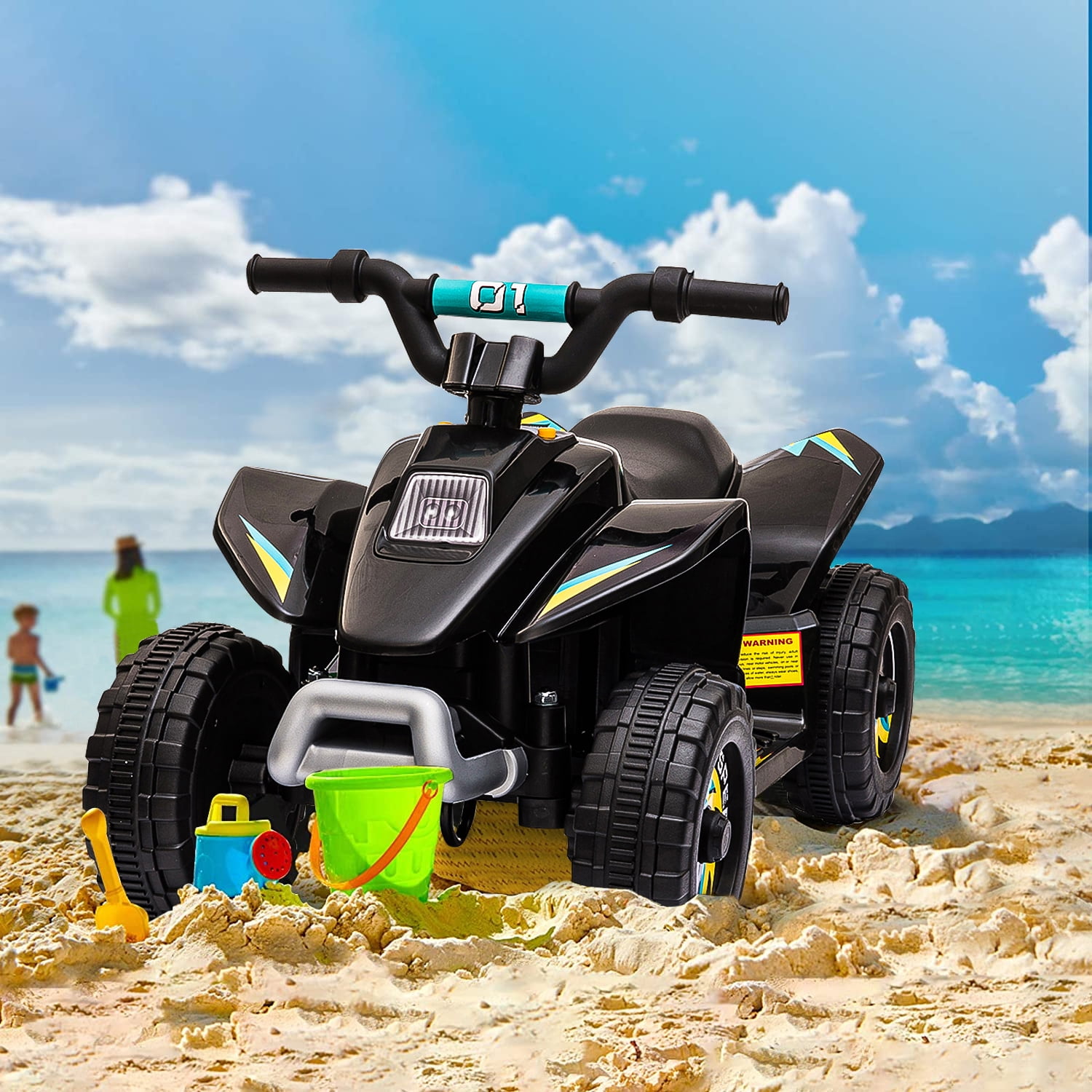 Private Jungle Black 6V Kids 4-Wheeler ATV Quad Battery-Powered Electric Ride On Car Toy