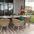 thumbnail image 3 of PURPLE LEAF 7 Pieces Patio Dining Set, Rectangular Aluminum Outdoor Table and 6 Wicker Chairs with Cushions for Garden Kitchen and Porch, Champagne, 3 of 12