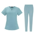 thumbnail image 1 of TISHITA Nursing Scrub Set Comfortable Breathable with Pockets Fashion Tops Pants Light Blue Color M, 1 of 8