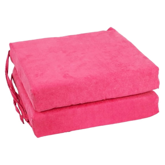 Blazing Needles 16-inch Square Solid Microsuede Chair Cushions (Set of 2) - Bery Berry