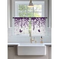 thumbnail image 3 of Sheer Curtains 54 Inch Length 2 Panels Set for Kitchen, Purple Spring Botanical Semi Sheer Curtains for Windows, Weeping Eucalyptus Butterfly Voile Window Treatments Rod Pocket Curtain, 3 of 7