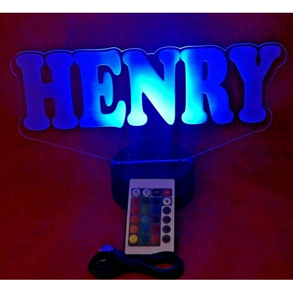 Night Light Up Desk Table Lamp LED Personalized Free Engraved Name Shape Block Letters, Our Newest Feature, Most Popular, It's Wow, with Remote 16 Colors Energy Efficient, Great Gift