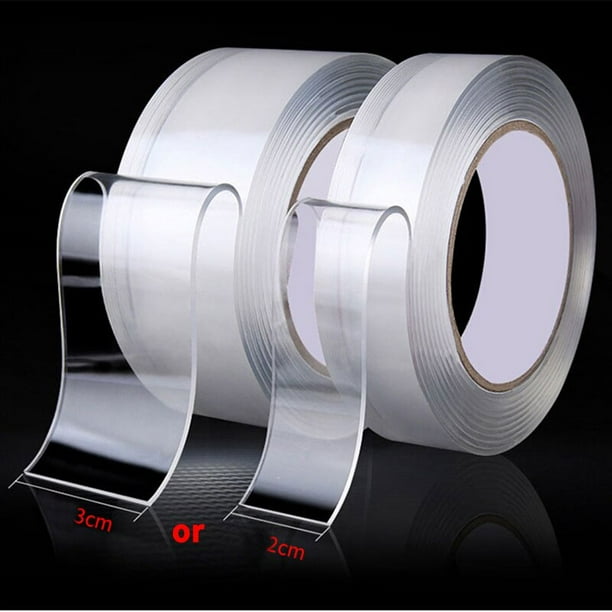 Cinta Nano de 1/2/3/5M, cinta de doble cara, cintas adhesivas impermeables reutilizables transparentes, cintas de suministros para cocina y baño limpiables Dengxun unisex