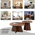 thumbnail image 7 of PUKNLY Round Nesting Coffee Table Set of 2, Modern Circle End Table Set, Mid Century Wooden Accent Tables, Small Side Table for Living Room Bedroom Balcony Office, Flexible Use, Space-Saving,Wanult, 7 of 7