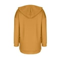 thumbnail image 7 of Fengactive Women’s V-Neck Hoodies Long Sleeve Side Slit Sweatshirts Casual Solid Color Drawstring Pullover Top with Pocket, 7 of 7