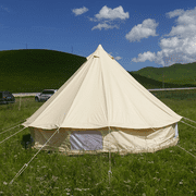 Outdoor Waterproof 4-Season Cotton Canvas Yurt Tent 5M/16.4ft Bell Tent With Stove Hole (Side Wall), For Family Glamping