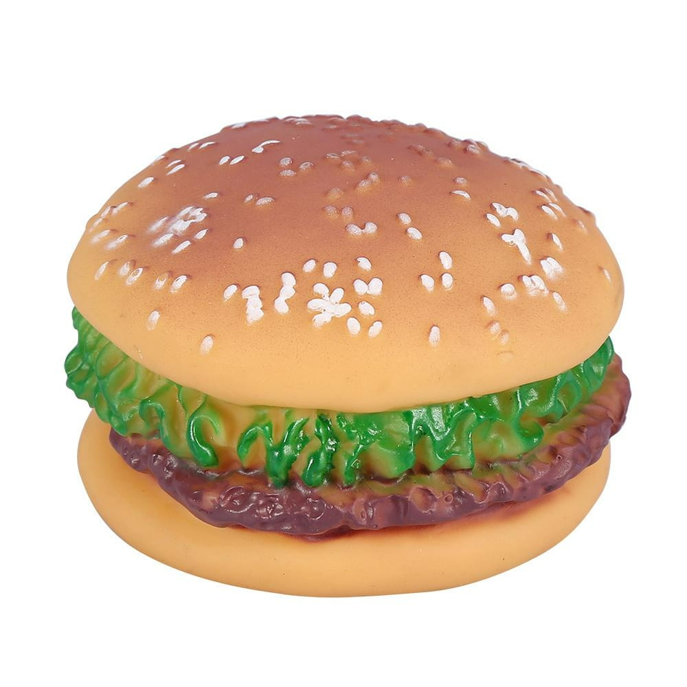 Zerone 1Pc Pet Toy Sound Hamburger Food Shaped Squeaky Puppy Dog Play