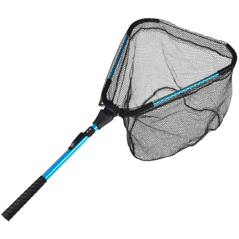 Floating Fishing Net, Triangle Foldable Telescopic Rod Rubber Coated  Floating Fishing Landing Net for Freshwater Saltwater 