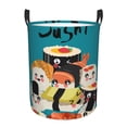 thumbnail image 2 of Uemuo I Love Sushi Pattern Circular Laundry Hamper Basket with handles,Collapsible laundry basket,Large capacity laundry hamper,Laundry Organizer-Small, 2 of 8