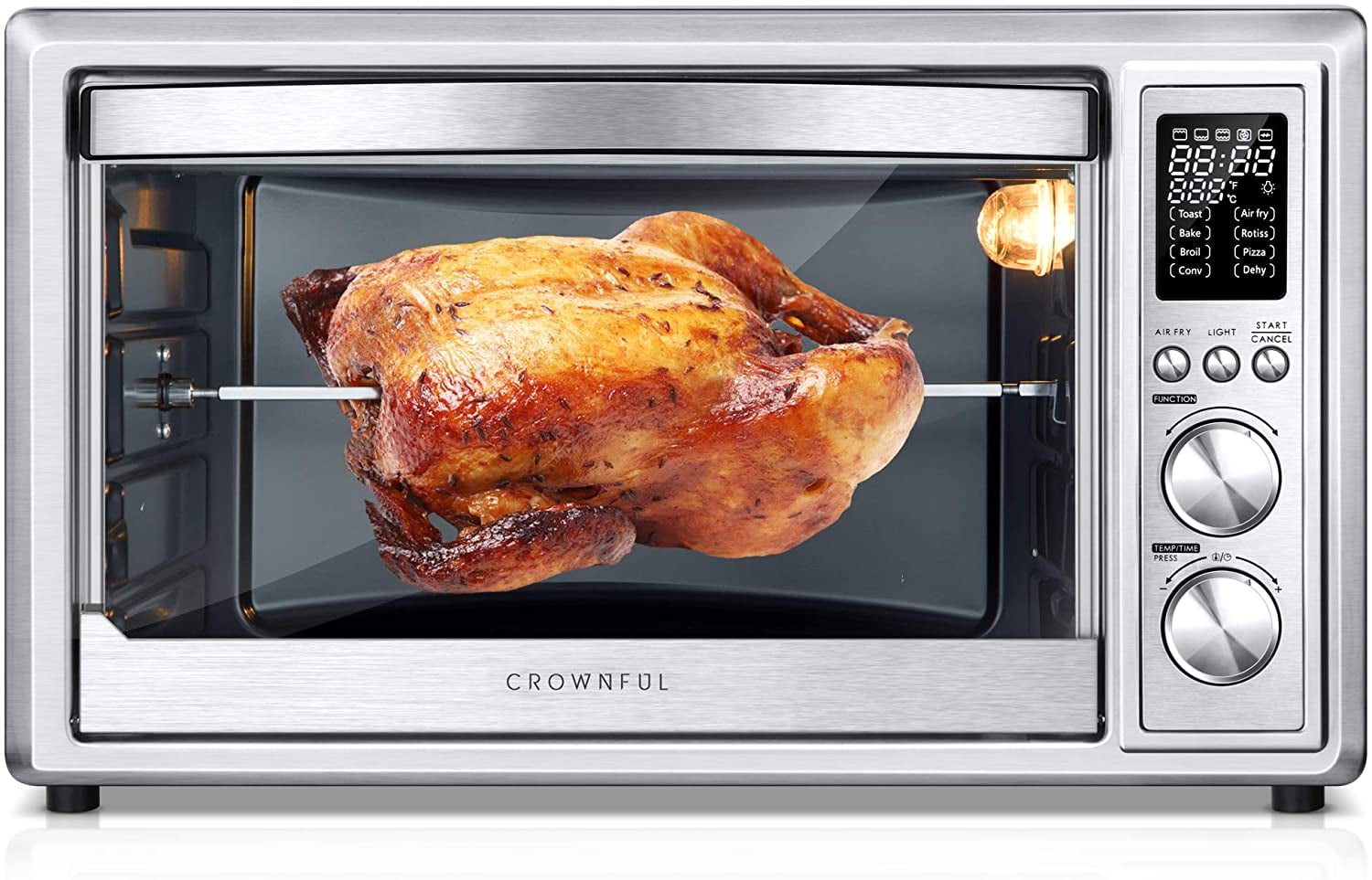 Crownful Smart Air Fryer Toaster Oven Combo, 10.6 Quart WiFi Convection Roaster with Rotisserie & Dehydrator, Accessories and Recipe Included, Works