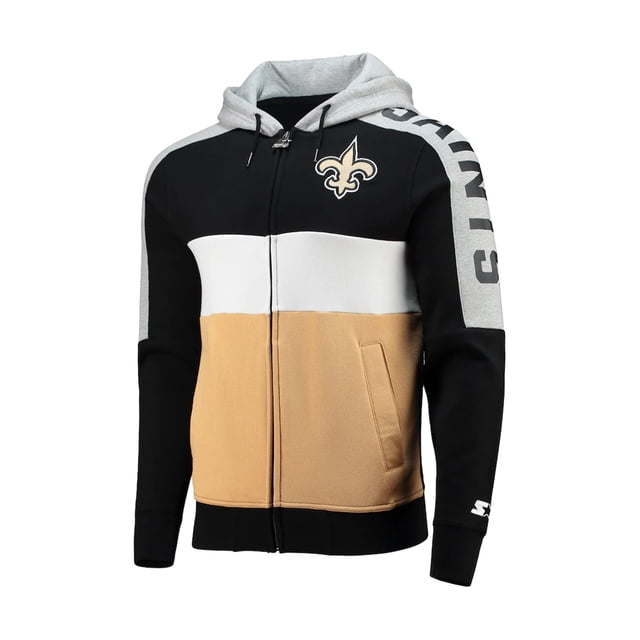 STARTER Mens New Orleans Saints Hoodie Sweatshirt, Black, Large