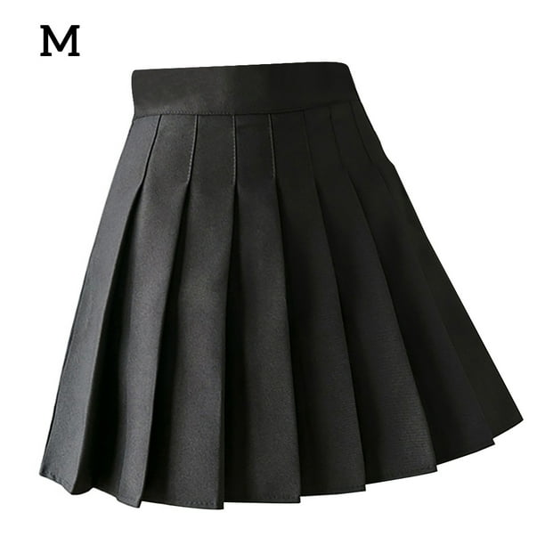 Falda plisada Mini uniforme de colegiala de tenis de cintura alta con pantalones cortos, Negro, M Vogacara AP001094-07
