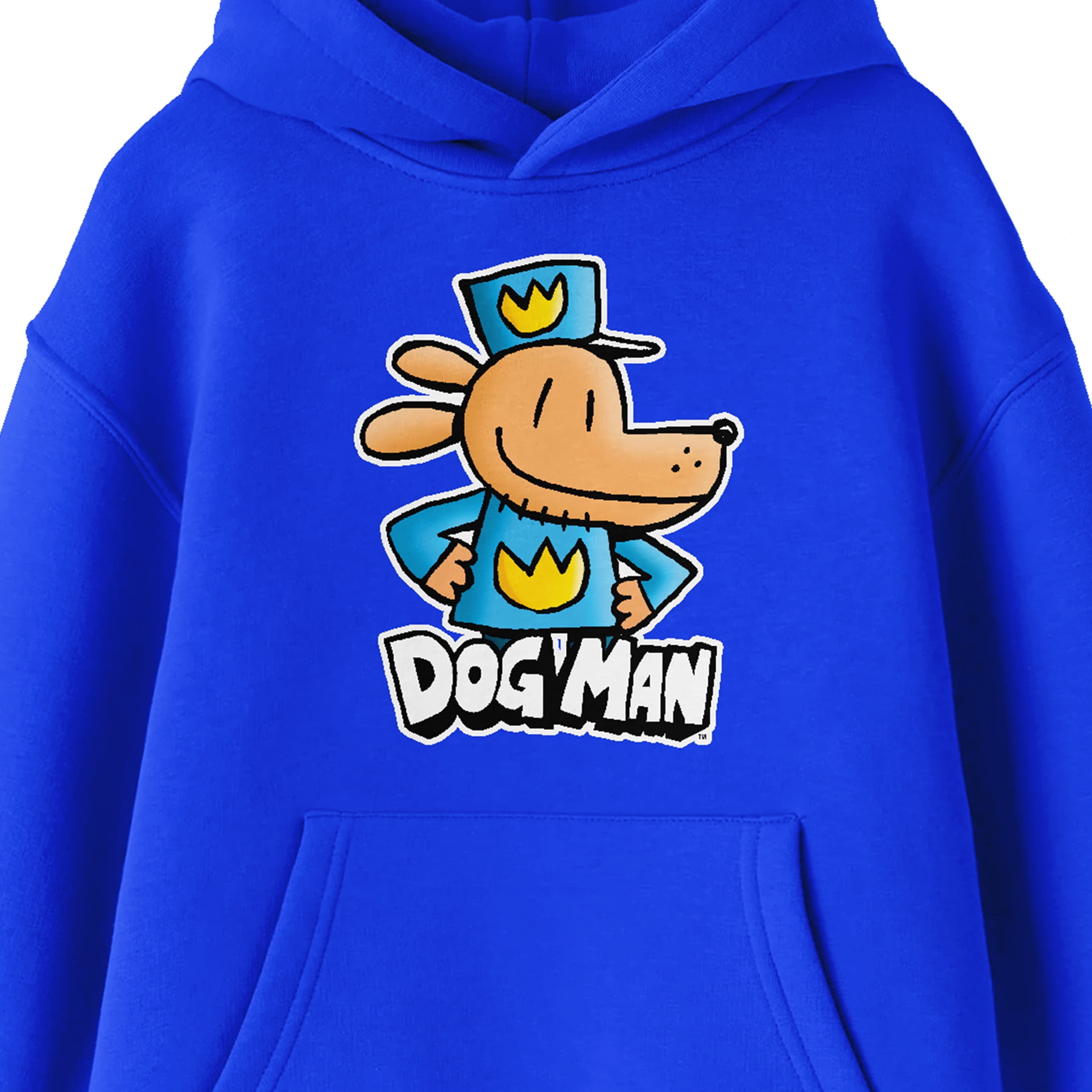 Dog Man Character Posing Youth Royal Blue Long Sleeve Hooded Sweatshirt-Large