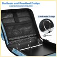thumbnail image 4 of Zipper Binder with Shoulder Strap 2 inch 3 Ring Waterproof File Folder Organizer Bag 500 Sheet Light Sky-blue Marine Life, 4 of 8