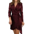 thumbnail image 1 of Vestido de lentejuelas Prolriy para mujer, moda de otoño e invierno, falda con cintura brillante, vestidos festivos para mujer, vestido de Nochevieja 2024, rojo L, 1 of 4
