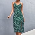 thumbnail image 1 of SMihono Robe Maxi Bohème d'Été pour Femmes Grande Taille Mode Vacances Sexy Imprimé Col en V Sans Manches Robe Fendue Slim Longue Jupe Robe de Plage, 1 of 6