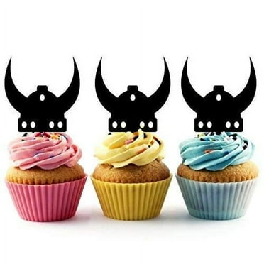Whimsical Practicality's Viking Helmet Silhouette Acrylic Cupcake Toppers 12 pcs