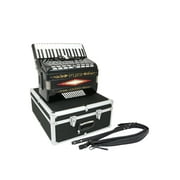 D'Luca Grand Piano Accordion 5 Switches 34 Keys 72 Bass with Case and Straps, Black