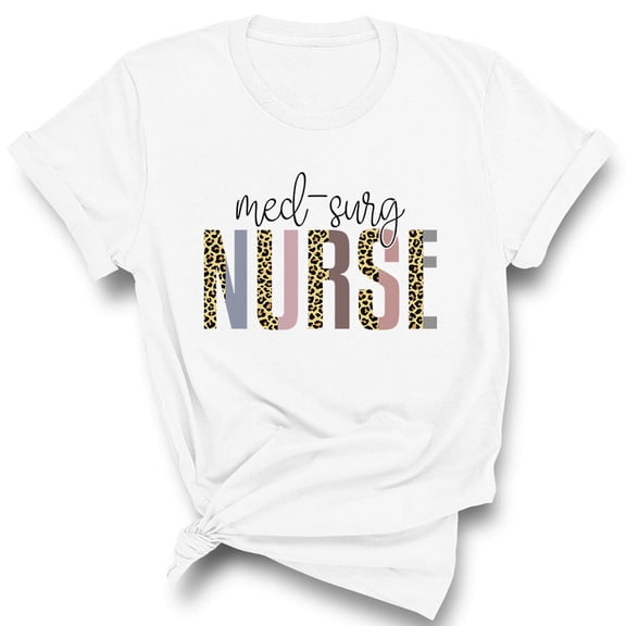 Med-Surg Nurse Leopard Print Shirt Unisex Large White