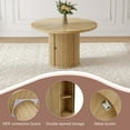 thumbnail image 6 of LUFTUT 47.2" Round Kitchen Table, Pedestal Dining Table with 2 Hidden Shelves & Sliding Wood Door, Engineered-Wood MDF, Space-Saving for Apartment & Small Space (Oak), 6 of 9