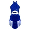 thumbnail image 6 of Sinleey Girls Shiny Lyrical Ballet Dress Backless Jazz Latin Cha-Cha Rumba Samba Dance Costume Blue 8, 6 of 9
