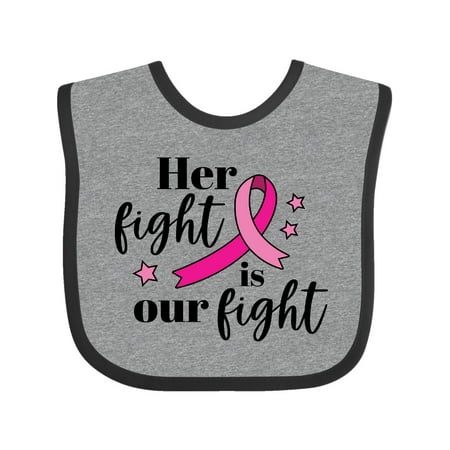 

Inktastic Breast Cancer Awareness Her Fight is our fight Gift Baby Boy or Baby Girl Bib