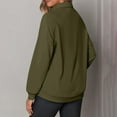 thumbnail image 5 of Stamzod Business Casual Sweatshirt for Women Solid Color Turndown Button Pullover Tops Long Sleeve Sport Work Sweatshirts Women's Clothing Army Green S, 5 of 6