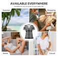 thumbnail image 4 of Honeii White And Black Plaid Print Women's V-Neck T-Shirt,Short Sleeve V Neck Tees Tops for Women , Perfect for Work, Travel, and Everyday Wear, 4 of 7