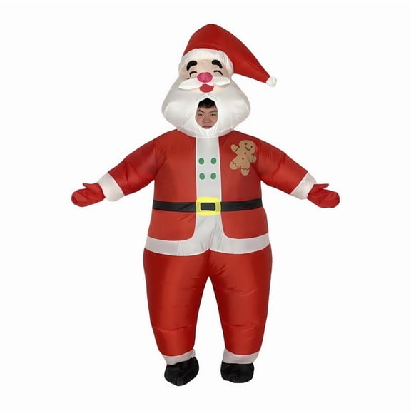 Adult Santa Claus Inflatable Costume Santa Claus Jumpsuit Funny Fancy Dress Halloween Christmas Cosplay Party Gift,Height 59"–74.8",Santa