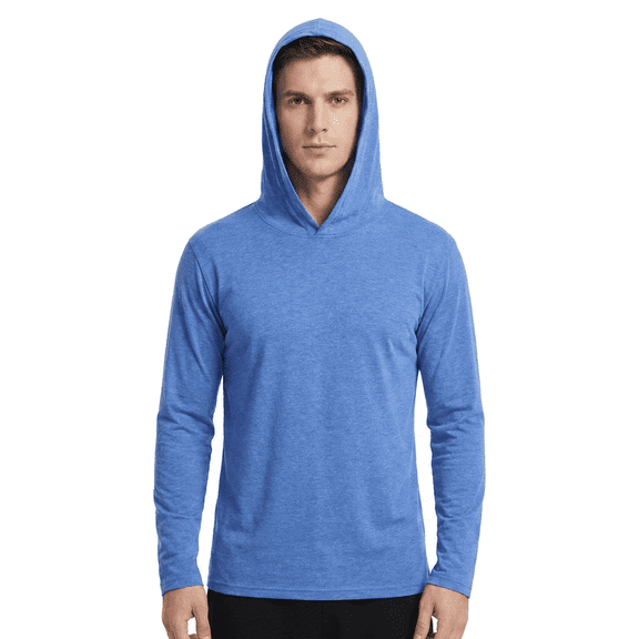 ZBORIBER Men's Hooded T-shirt, Moisture-wicking,Quick-drying,Highlighter Chambray,Sizes S-3XL