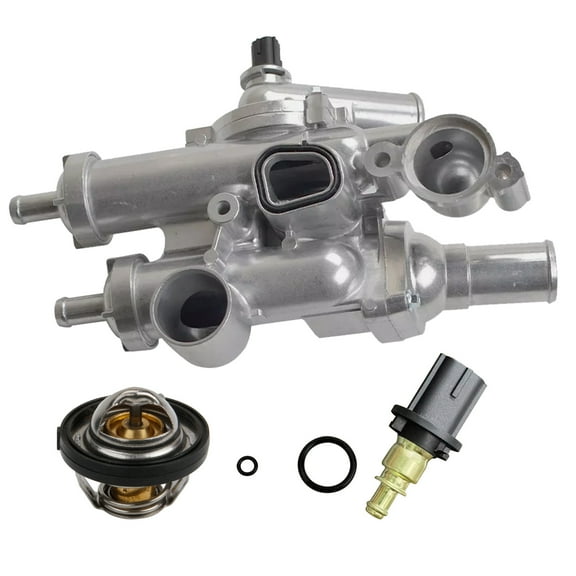 MITZONE Upgrade Aluminium Thermostat Housing Assembly Compatible with Dodge Jeep Chrysler Vehicle - 200 Sebring Compass Patriot Avenger Caliber Journey 1.8L 2.0L 2.4L Replace 68003582AB