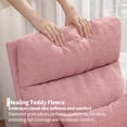 thumbnail image 3 of Modern Nursery Rocking Chair, Teddy Fleece Glider Rocker with Side Pocket & Wooden Legs, Rocking Accent Armchair for Living Room,Pink with Footrest, 3 of 8