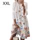thumbnail image 1 of Vestido Mujer Vestido Vintage Estampado Manga 3/4 Paño De Cuello Redondo, Blanco Crema, XXL Noticed AP002219-05, 1 of 5