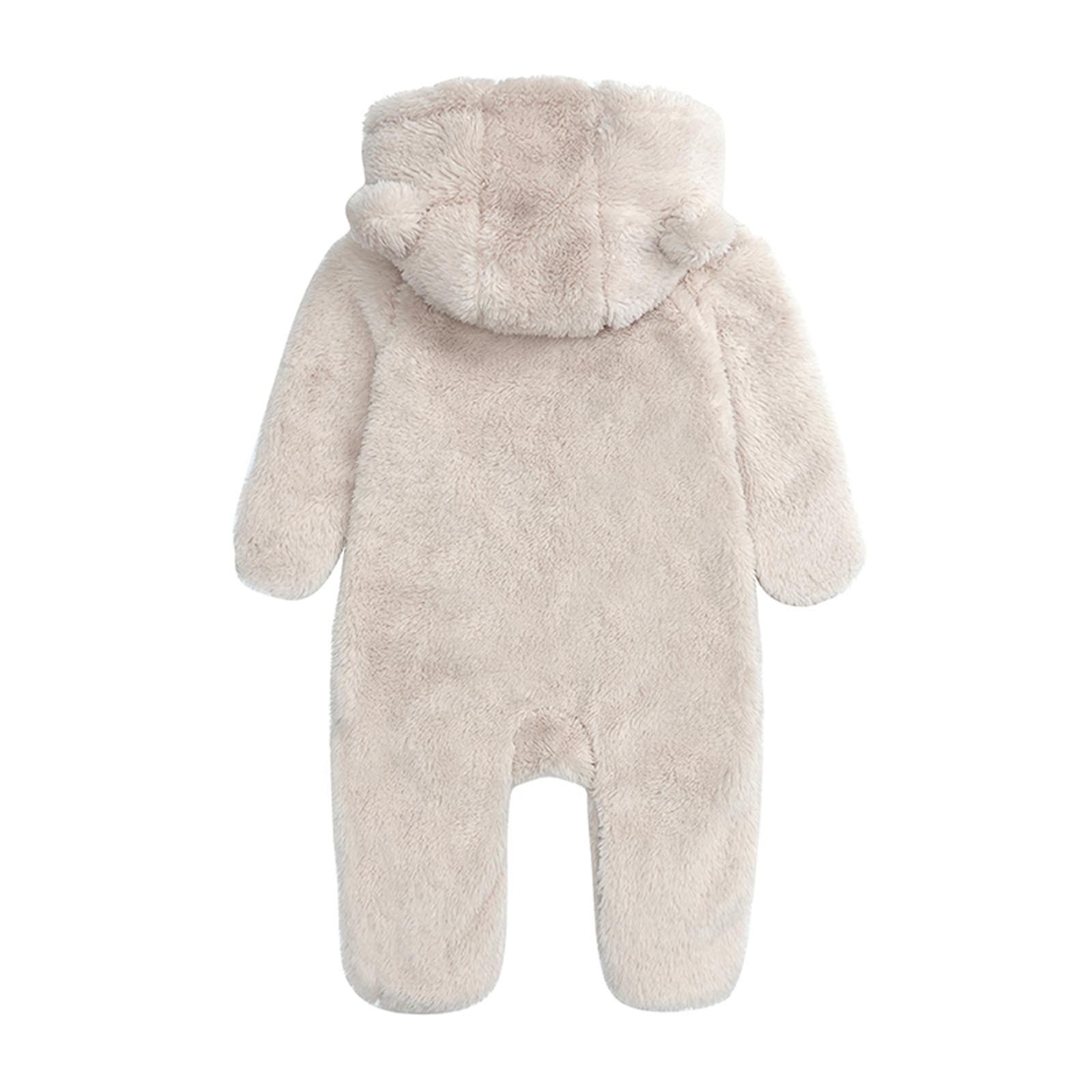 Amidoa Long Sleeve Baby Pajamas Girl Warm Solid Jumpsuit Baby Romper