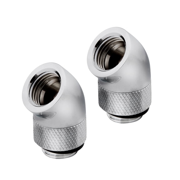 Corsair Hydro X Series 45 Degree Rotary Adapter, Chrome, 2-pack