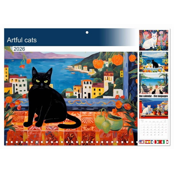 Artful cats (Monthly Wall Calendar 2026 11.7 x 16.5 (open)), CALVENDO 14 Month Calendar