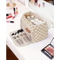 thumbnail image 3 of Large Makeup Bag Checkered Travel Toiletry Bag for Women, Wide-open Cosmetic Make up Organizer with Handle, Wet Pocket, Travel Bag for Toiletries, 3 of 10