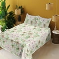 thumbnail image 2 of Ambesonne Floral Design Fitted & Flat Sheet with Sham 3 Pcs Set, Romantic Flowers Boho, Twin, Fern Green Pale Fuchsia, 2 of 5