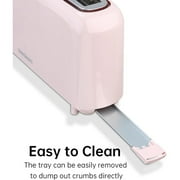 2-Slice Slim Toaster, 6 Shade Settings with Cancel, Reheat & Defrost, 10 Long Slot, Auto Shut off, Removable Crumb Tray, Pink