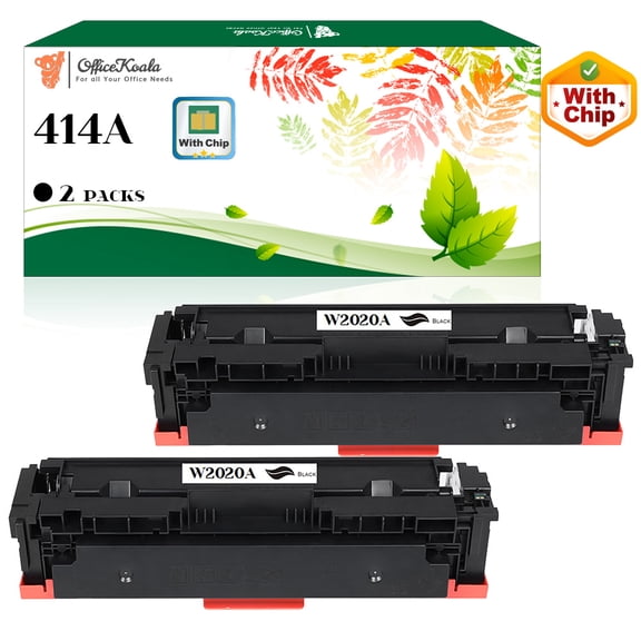 2x Compatible HP 414A Black Toner Cartridges(with Chip), 2400 Pages Yield (Replacement for OEM Part W2020A)