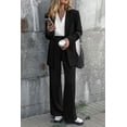 thumbnail image 3 of Trouser suit women elegant business suit set 2-piece, solid color slim fit festive blazer wide leg pants two-piece sporty trouser suit modern casual striped solid color sporty streetwear, 3 of 5