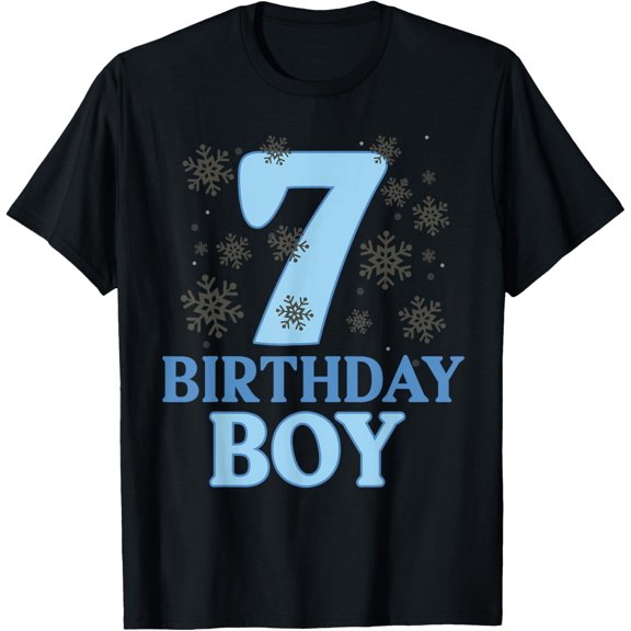 Exquisite and comfortable-Happy 7th Birthday Boy Snowflake Theme 7 Year Old Bday T-Shirt