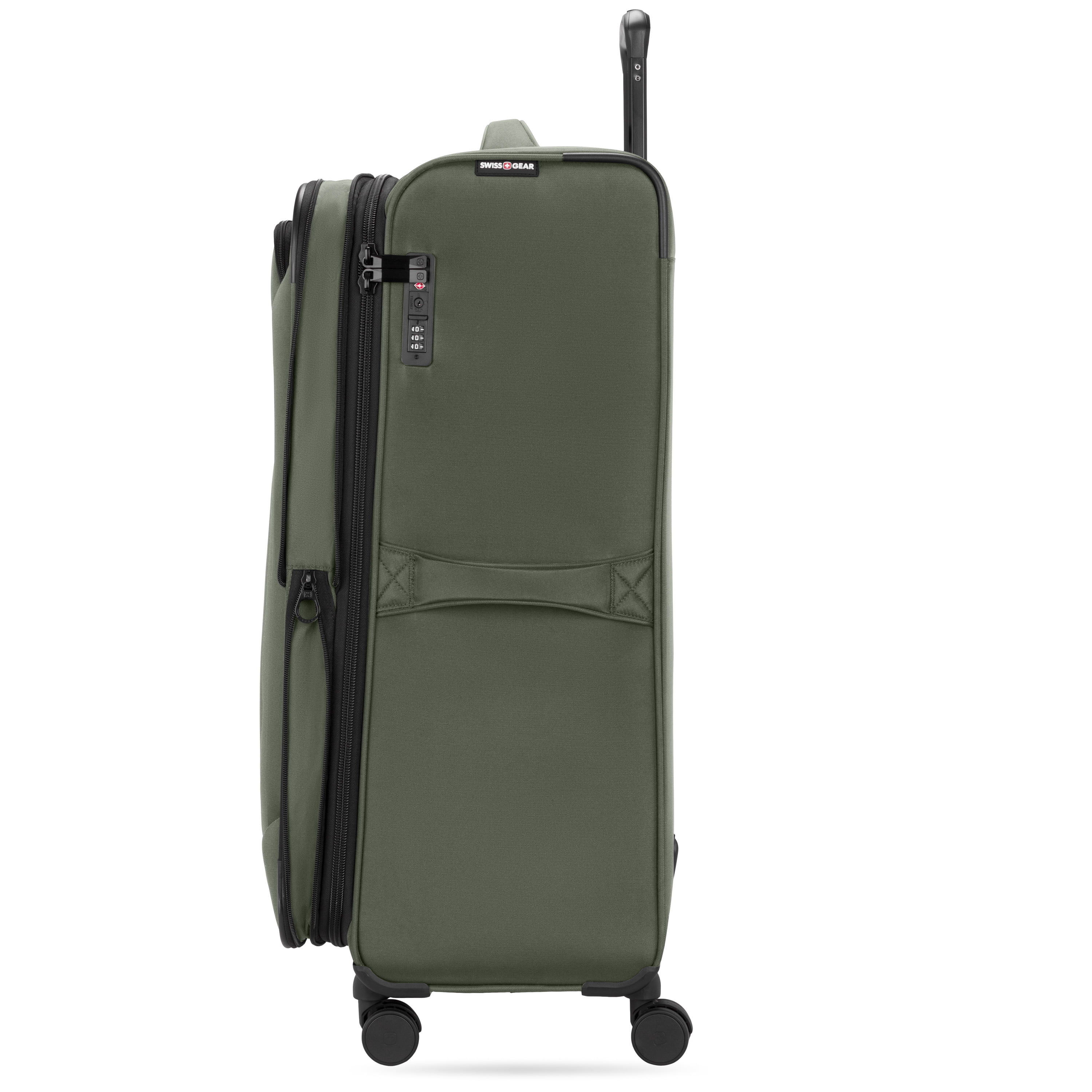 SWISSGEAR Stride 3-Piece Expandable Spinner Luggage Set, Olive Green, with 8 Wheels and Built-in TSA Lock